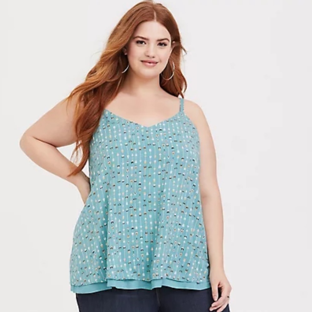 Torrid Sophie Turquoise Arrow Challis Double Layer Swing Cami